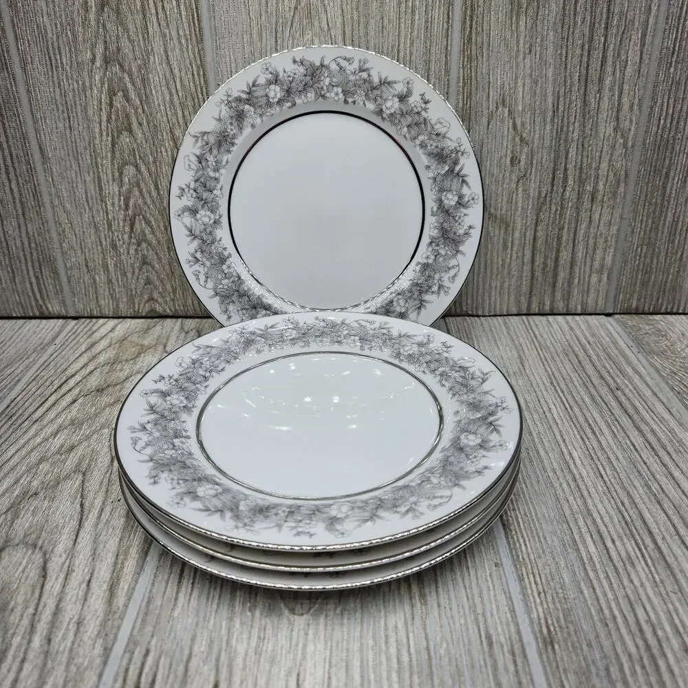 Set Of 4 Sango Florentine‎ Bread & Butter Plate Vintage Japan Platinum Trim